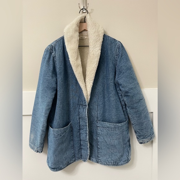 Rolla’s Denim Chambray Blue Sherpa Jacket Size Large - Picture 2 of 12